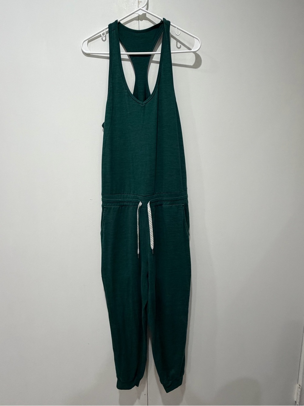 Pre-loved VUORI Green Racerback Jumpsuit with Drawstring Waist